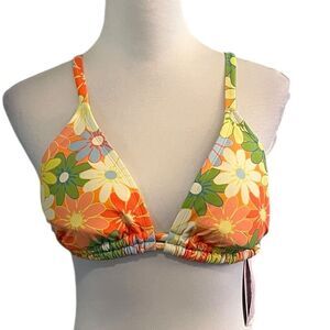 Wild Fable Floral Bikini Swim Top - Orange, Green, Yellow, Size X (14-16), NWT